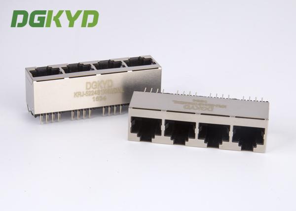 Top entry 180 degree 1x4 multiple port rj45 Connector without internal magnetics
