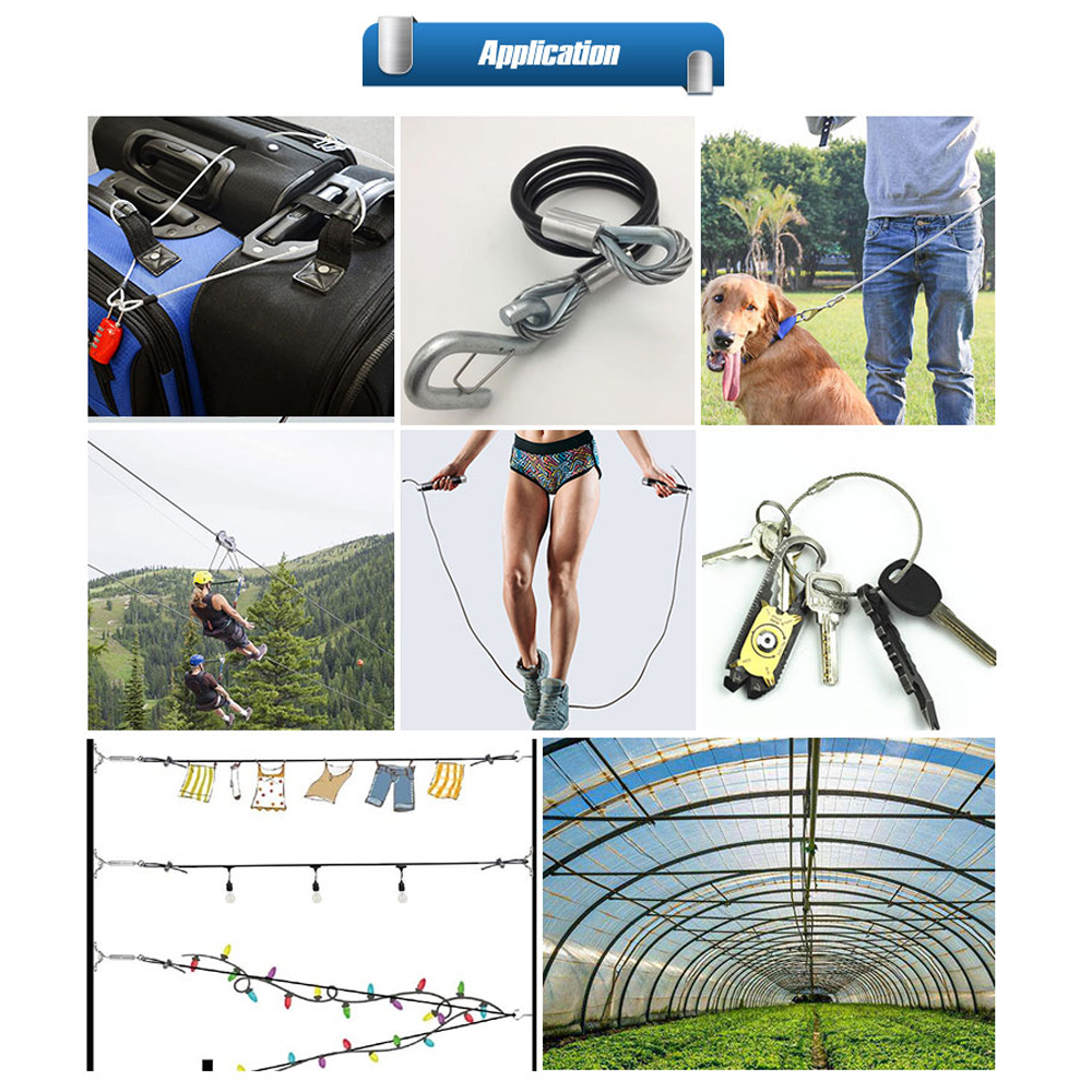 EN Standard 7x19 Gym Fitness Steel Cable Tpu Coated Flexible Steel Wire Rope ±1% for Your Requirements