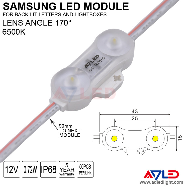 ADLED 5 Years Warranty 12V DC 0.72W 3000/4000/6500K White For Advertising Light Box Letter Sign