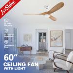 1stshine Wooden Blades Ceiling Fan with Light and 3000k/4000k/6000k Color