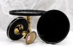 Handmade Ceramic Cake Stand Glazed Dolomite Black Cake Stand With Gold Feet