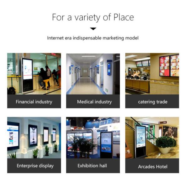 Super Size 65" Floor Standing LCD Advertising Display Interactive For Supermarket / Mall