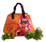 Green / Blue / Pink / Orange 75g Zipper Shopping Bag, Non Woven Carry Bags For