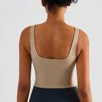 Square collar Workout Tank Tops For Women Athletic Yoga Bra Built In Fixed Cups