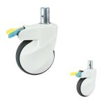 5 Inch Soft Grey TPR Swivel Head Medical Casters With Solid Stem Silent Hospital