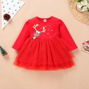 China Child Festivals 120CM 47in Red Long Sleeve Summer Dresses Spring Autumn factory