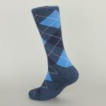Blue / Black Rhombbus Cotton Dress Socks For Young Men Custom Made Size