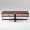 Buy cheap 2 Drawer Wooden With Leather Rectangle Metal Frame Modern Coffee Table from wholesalers