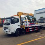 Diesel Rollback Wrecker Truck 90km/h Hydraulic Flatbed Tow Truck With Crane