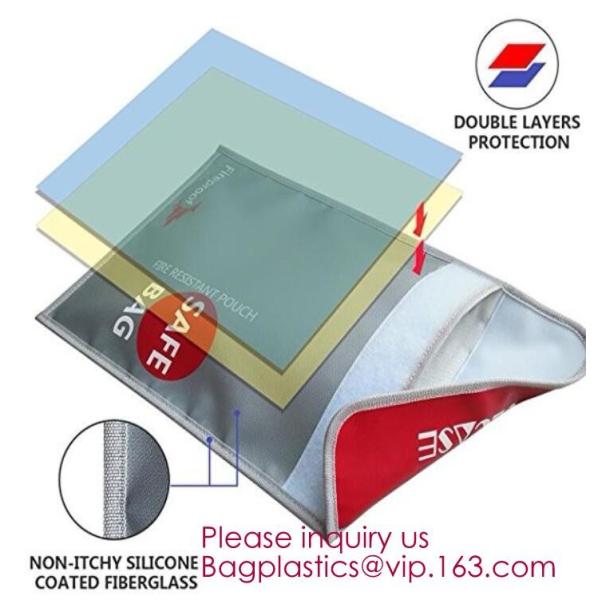 Non-Itchy silicone coated fireproof waterproof bag with zipper 15 x 11 inch,Defender fireproof and water resistant