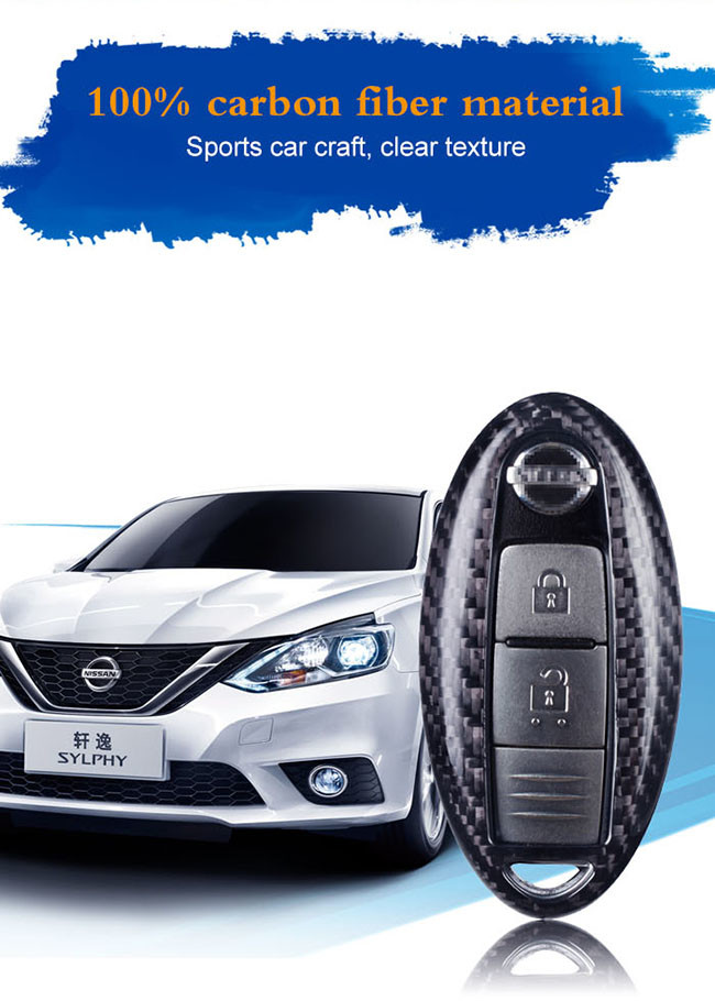 Direct Button Carbon Fiber Car Key Case