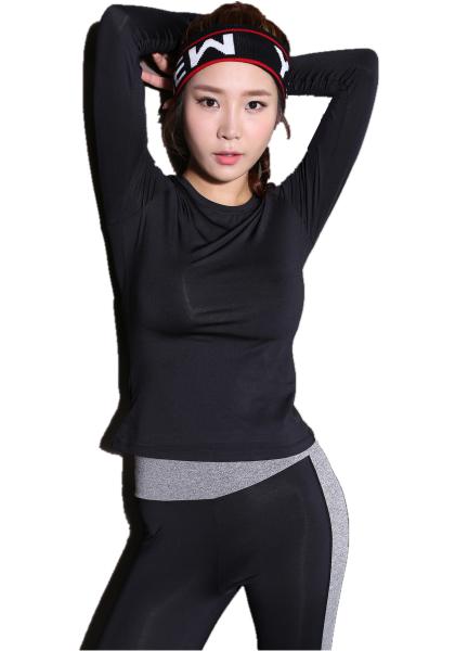 CPG Global Women Pure Black Polyester Sexy Slim Fit Long Sleeves Round Collar