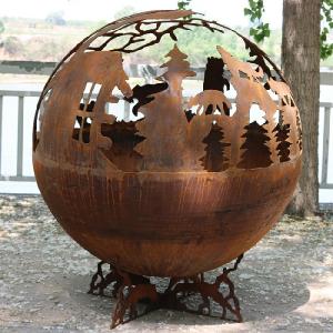 China Round 600mm Corten Fire Bowl Backyard Portable factory