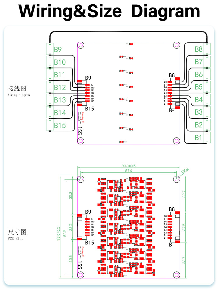 Inductive 15S 1A Active Equalizer Balancer Lifepo4 Li-Ion Battery Pack For Vacuum Cleaner