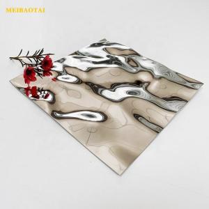 China 8k Mirror Water Ripple Stainless Steel Sheet 3D Emboss Stainless Steel Panel factory