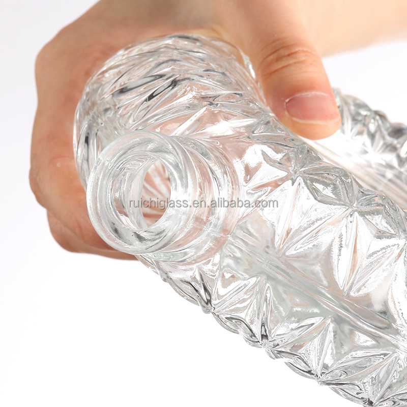 Round Emboss Glass Bottles The Ultimate Packaging for Hot Vodka Brandy Wine