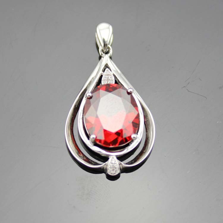 Women Jewelry 10mm x12mm Oval Blue Topaz Cubic Zirconia Pendant Necklace (P38)