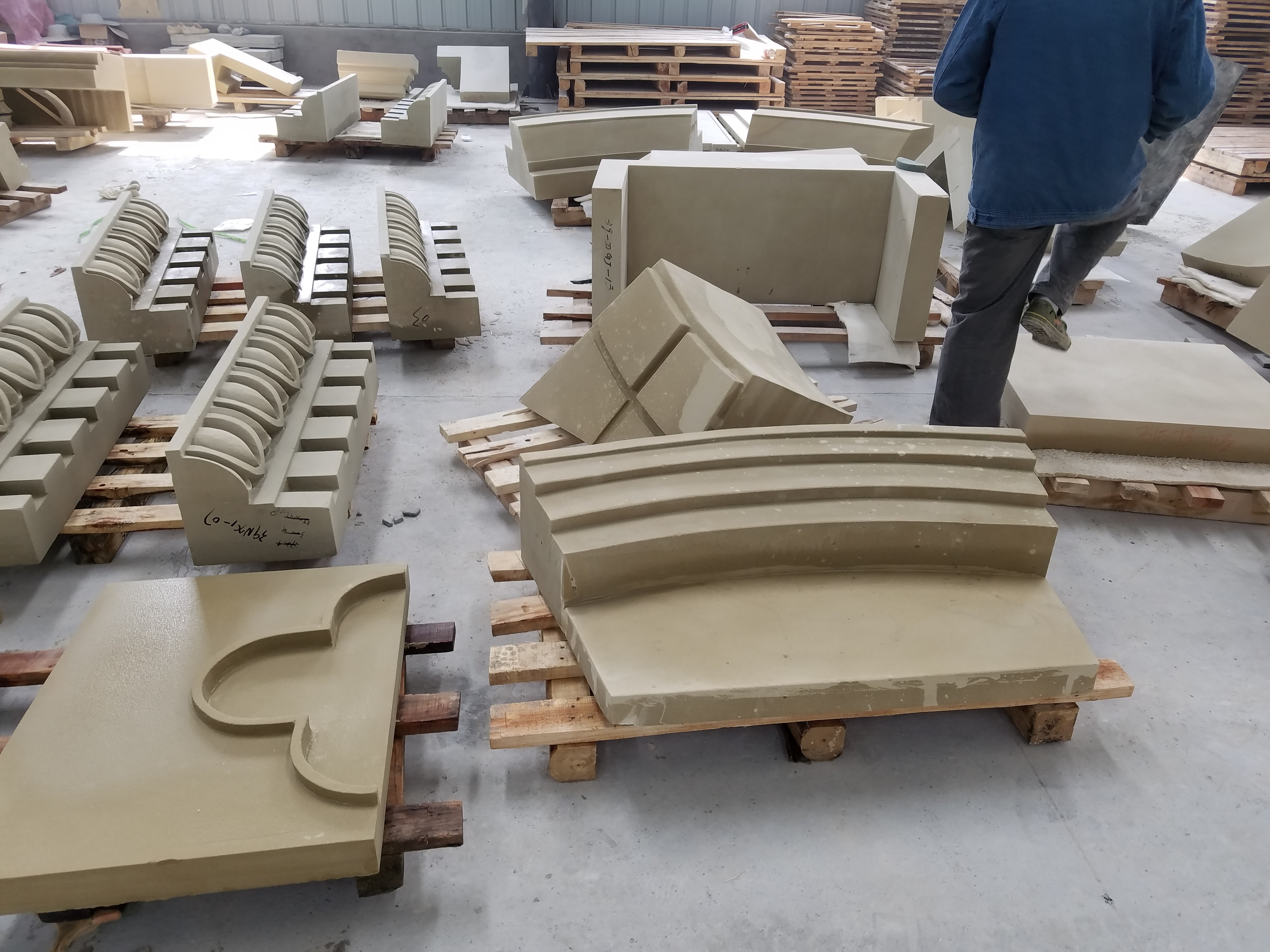 Customizable Beige Sandstone Artwork Special Shaped Stone Door Frame Lines