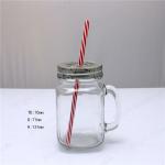 16oz Glass Mason Jar With Handle and Metal Lid in Straws