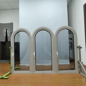 China Double Tempered Glasses Aluminum Casement Windows Brown Modern Arc Windows Customized factory