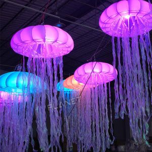 China Custom Colorful Changing Led Hanging Inflatable Jellyfish Balloon Inflatable Jellyfish With Led Light factory