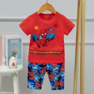 China Boys And Girls Korean Shorts Air Conditioned Suits With Cartoon Spider Man factory