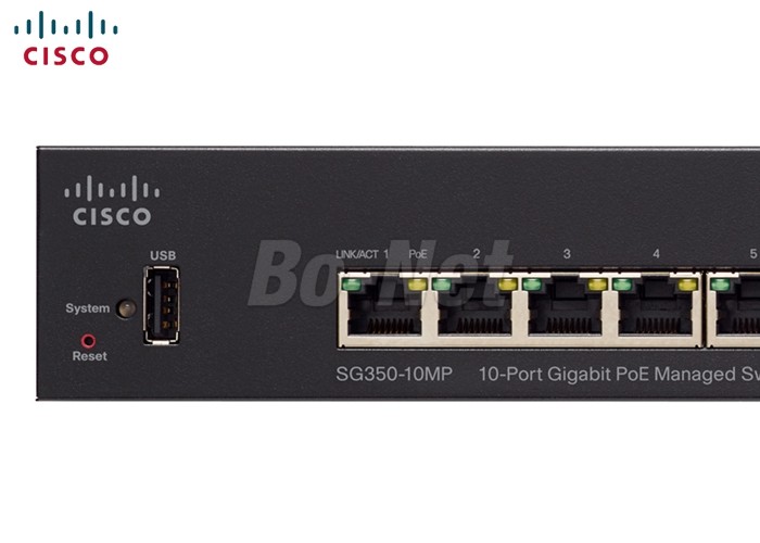 Durable 10 Port Managed Gigabit Ethernet Switch SG350-10MP-K9-CN Cisco SG350-10MP