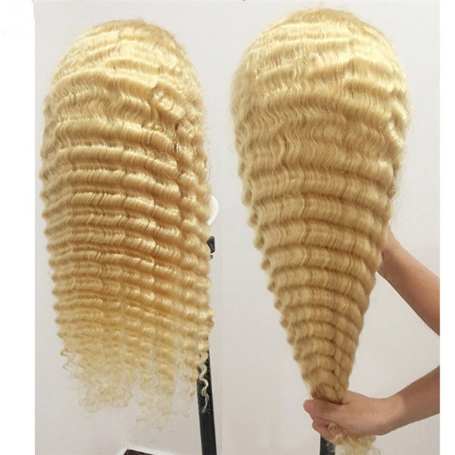 Blonde 613 Deep Wave Wig Human Hair Wig Brazilian Virgin Cuticle Aligned