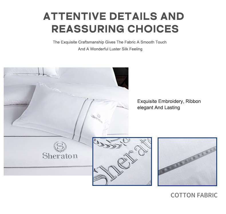Custom Cotton Hotel Bedding Set with Percale European Style and Luxury Embroidery Logo