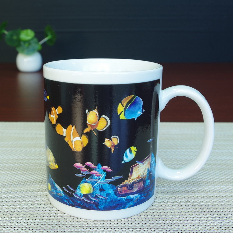 Blue Patch Ocean Custom Magic Mug With AB Grade White Ceramic