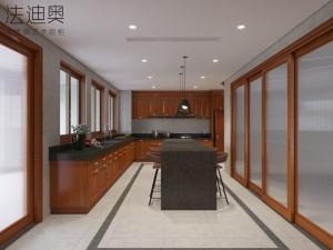 China New Chinese Style Wood Grain Kitchen Cabinet With Floor-Standing Island factory