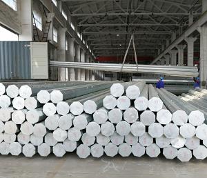 China 3mm 35FT Galvanized Electric Pole Steel Utility Poles For Overhead Line factory