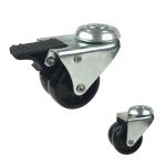 Swivel Bolt Hole Head Black 2 Inch Castor Wheels Rubber Plastic