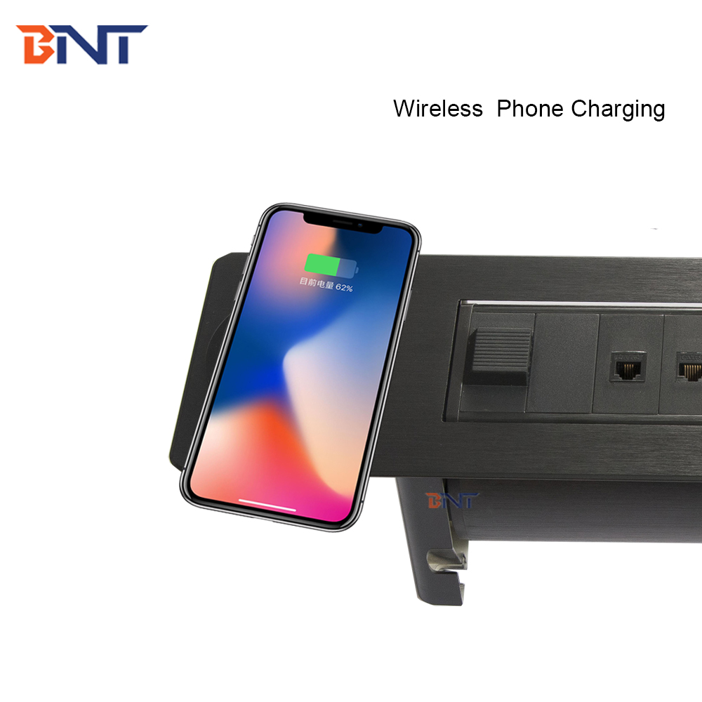 Office power data supply table top electric flip up wireless charger socket