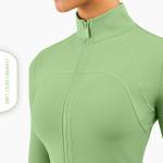 Women Lulu Gym Long Sleeve Yoga Zip Jacket 210gsm High Neck Slim Fit