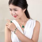 925 Silver Thailand Vintage Green Agate Women Bracelet (LB001)