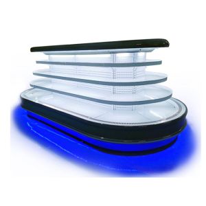 Custom Island Merchandise Display Round Cabinet Multideck Open Chiller