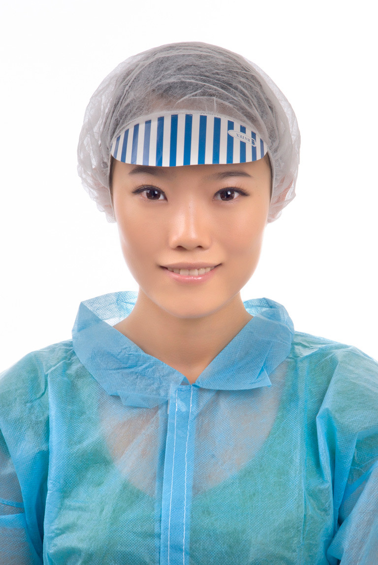 Disposable Non Woven White Or Blue Protective Head Cover With Peak