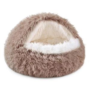 China Semi Closed Comfortable Pet Beds Plush Fluffy Cat Bed Nest Easy To Clean factory