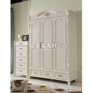 China classic design 3 door bedroom wardrobe solid wood wardrobe factory