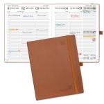 2024 26.5x21.5cm Large Academic Planner Brown Leather Softcover