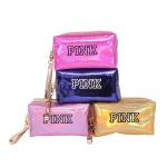 Wholesale 4 Colors Pink Shiny PU Leather Cosmetic Wristlet Bag