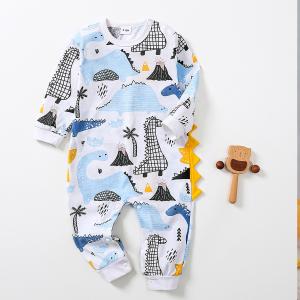 China Customized Design Cotton Spandex Baby jumpsuit Romper Newborn Long Sleeve Plain Organic Cotton Baby Bodysuit Pajamas factory