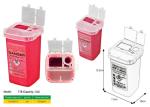 1 Litre Sharps disposal container, Sliding Lid, Red,Sharps Container |