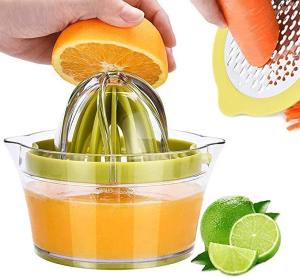 China Manual Bulk Kitchen Supplies Orange Lemon Squeezer Juicer With Measuring Cup Grater factory