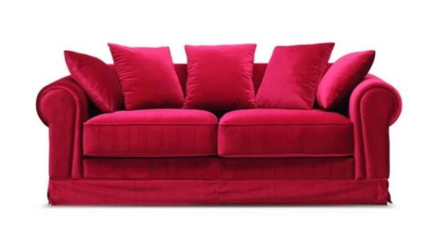 American style red Linen fabric upholstery classic 3-seater sofa,lounge chair