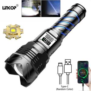 China Super Bright Rechargeable LED Flash Light Aluminum Alloy Zoom Digital Display factory