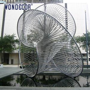 China Outdoor large art geometric circular tube splicing design stainless steel sculpture factory