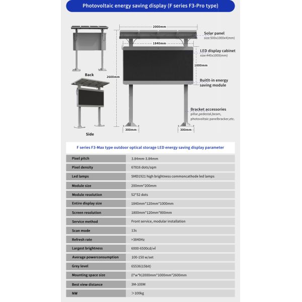Outdoor Solar Light Pole LED Display with 2-5 Years Warranty 100000 Hours Life Span and Energy Saving