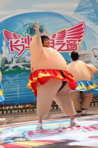 China Inflatable Amusement Park With Sumo Suit For Stage Show , Business Show factory